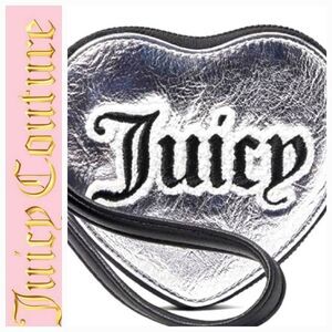Juicy Couture Logo Metallic Heart- Shaped Wristlet